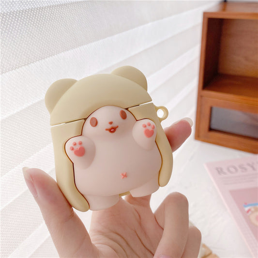 Cute cartoon silicone case for AirPods Pro 2/3, Apple Bluetooth wireless earphones, suitable for women.