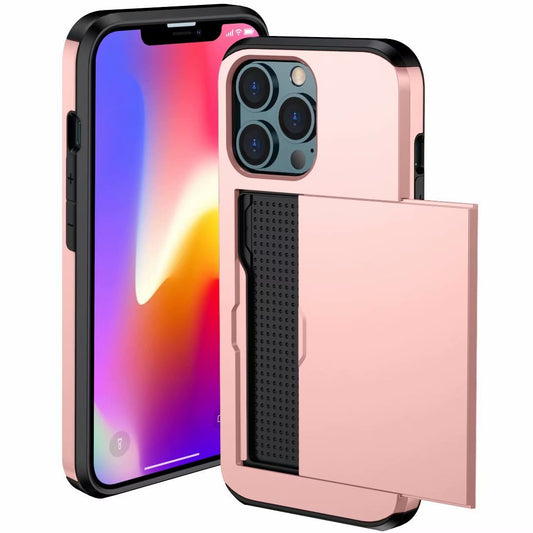 Applicable to iphone14promax mobile phone case Apple 14 slide cover card 6.7 inch two-in-one card case protective cover
