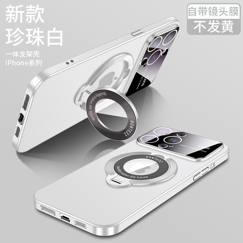 The new iPhone 14 large window magnetic suction invisible bracket mobile phone case is suitable for Apple 13 matte PC12 protective cover