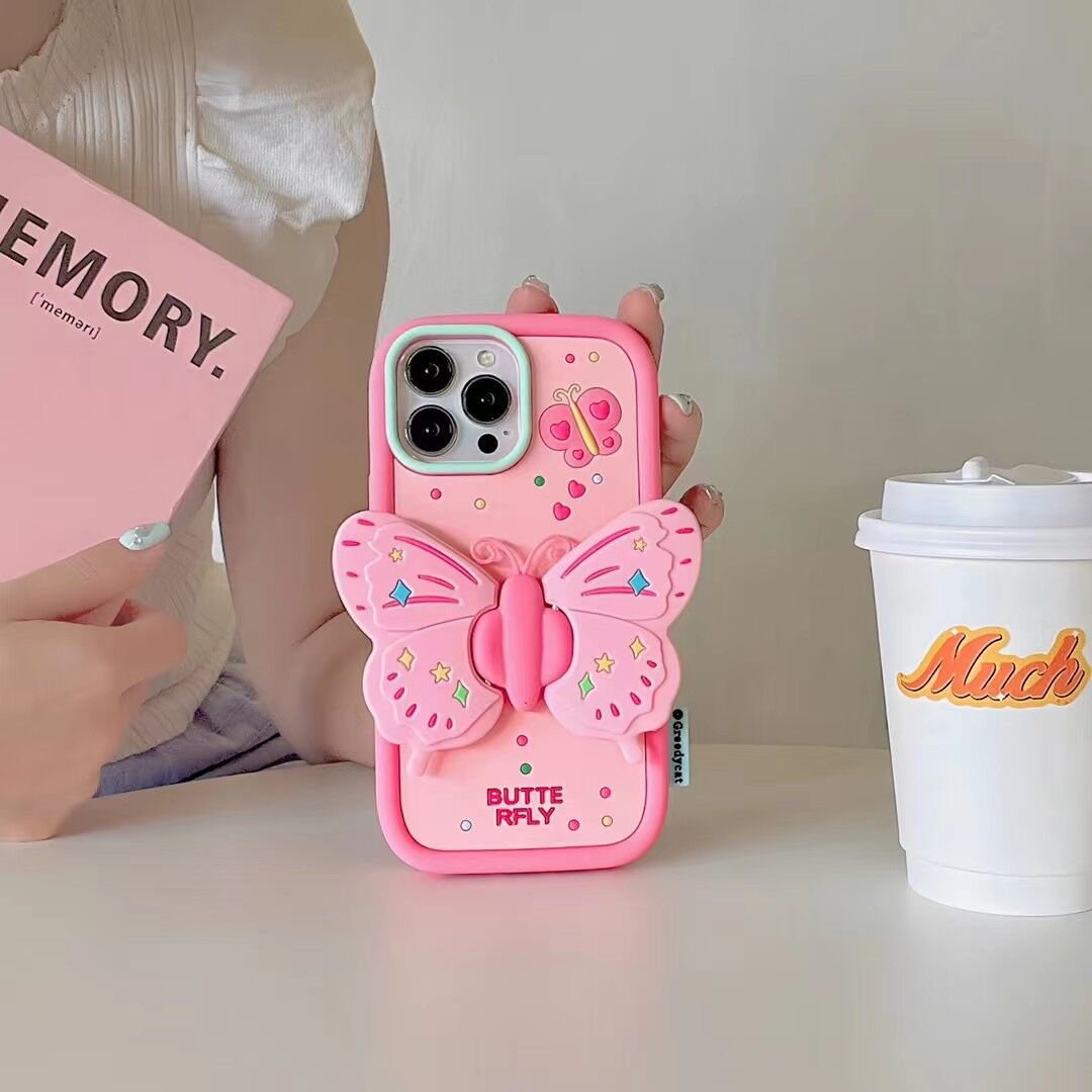 Sun Yi's same three-dimensional butterfly stand for iPhone 15, Apple 12, suitable for 13/14pro max mobile phone case to prevent falling