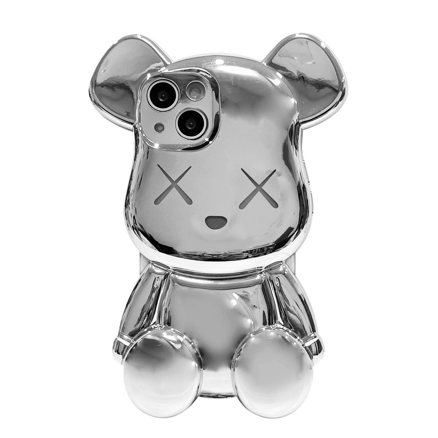 Trendy electroplated metal violent bear iPhone14 Apple 11 suitable for 12/13pro max mobile phone case anti-fall cover