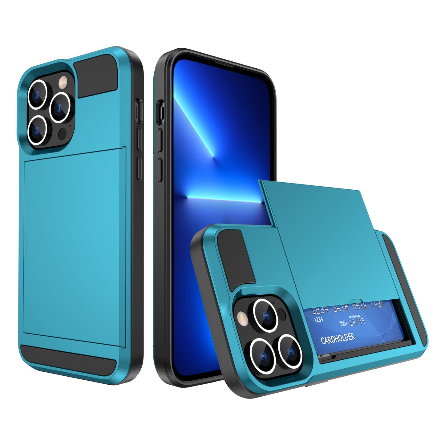 Suitable for iPhone14 Max slide card card mobile phone case TPU+PC two-in-one iPhone14 Pro protective case