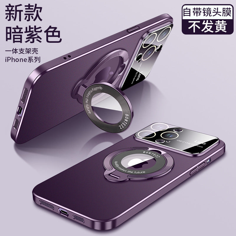 The new iPhone 14 large window magnetic suction invisible bracket mobile phone case is suitable for Apple 13 matte PC12 protective cover