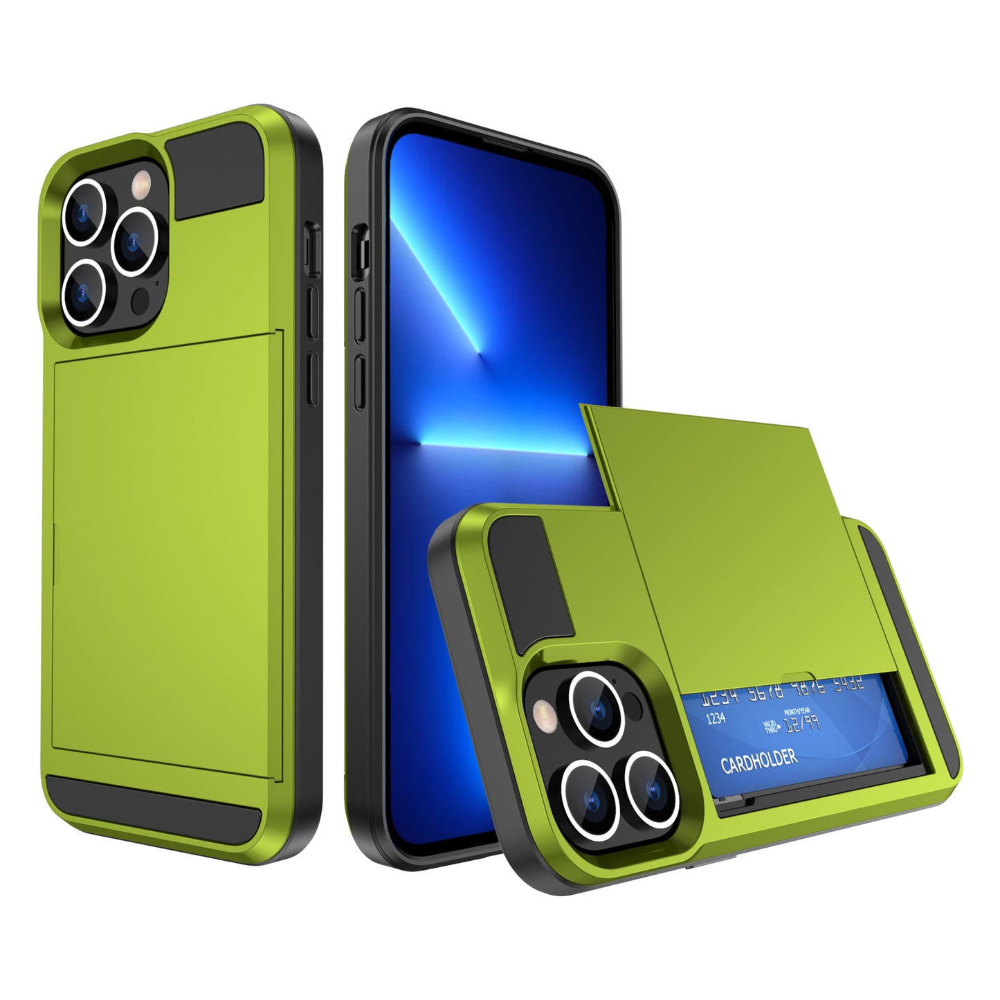 Suitable for iPhone14 Max slide card card mobile phone case TPU+PC two-in-one iPhone14 Pro protective case